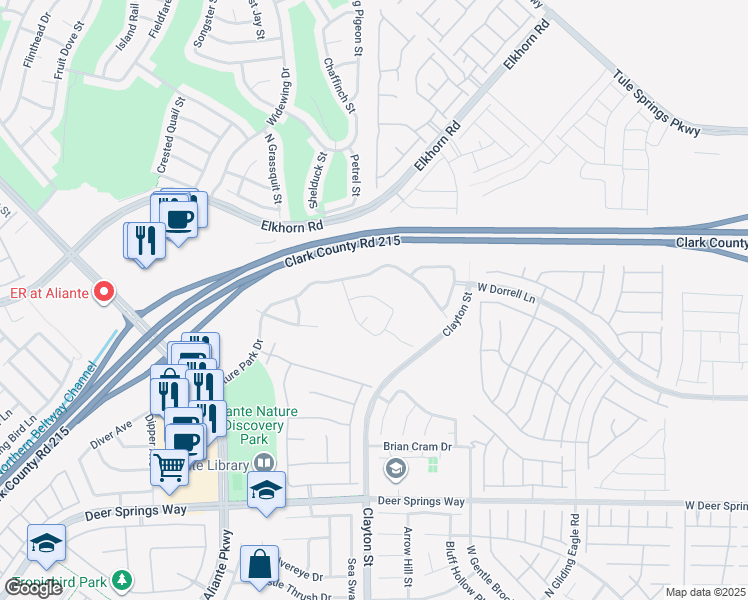 map of restaurants, bars, coffee shops, grocery stores, and more near 2029 Royal Gardens Place in North Las Vegas
