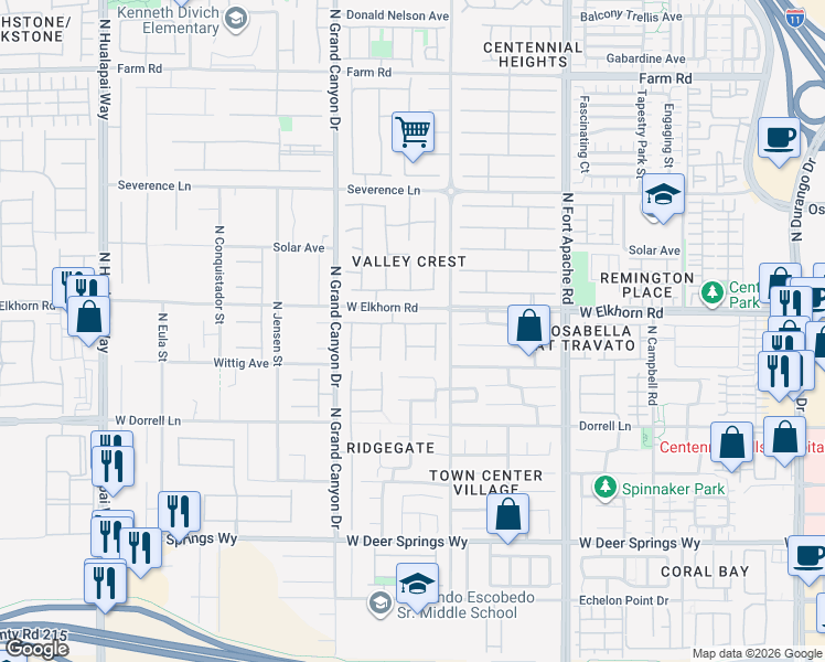 map of restaurants, bars, coffee shops, grocery stores, and more near 9429 Quiet Valley Avenue in Las Vegas