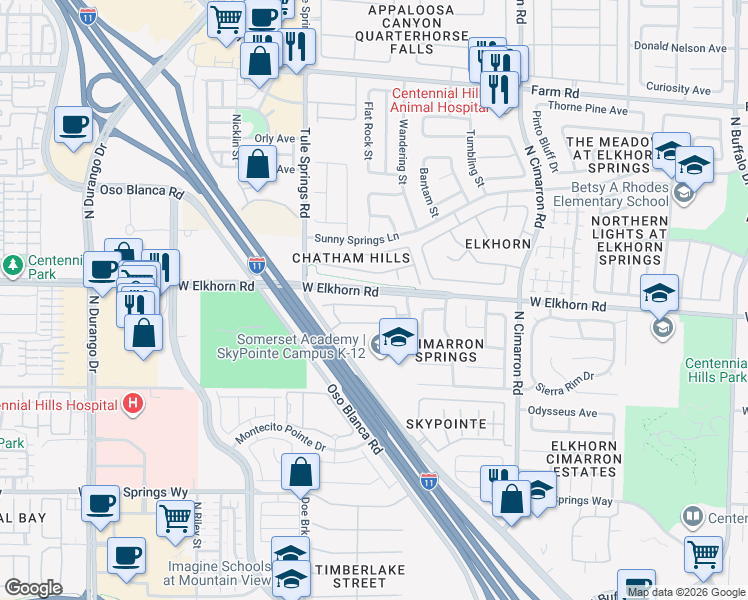 map of restaurants, bars, coffee shops, grocery stores, and more near 8256 Nebula Cloud Avenue in Las Vegas
