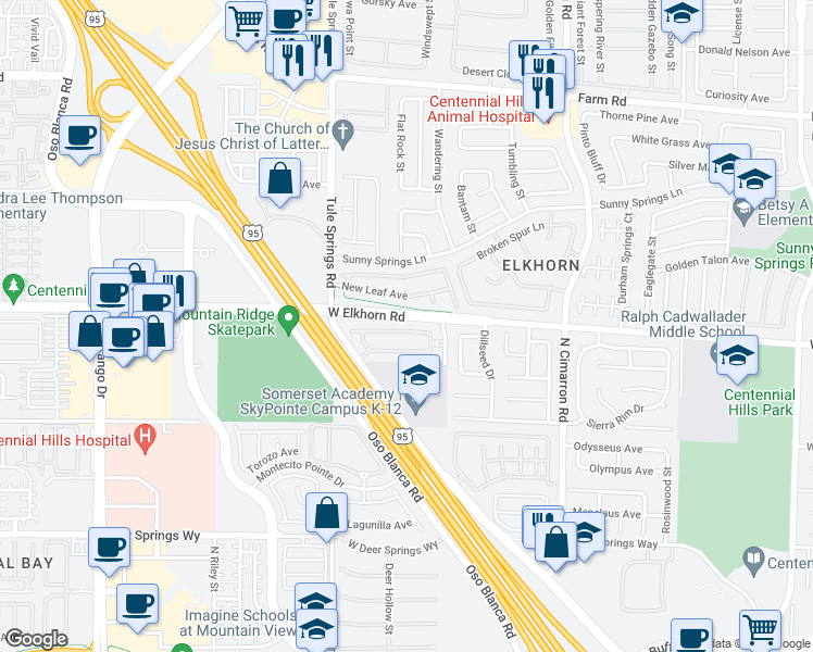 map of restaurants, bars, coffee shops, grocery stores, and more near 8256 Nebula Cloud Avenue in Las Vegas