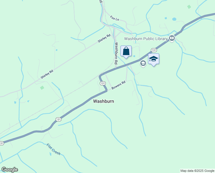 map of restaurants, bars, coffee shops, grocery stores, and more near 8363 Tennessee 131 in Washburn