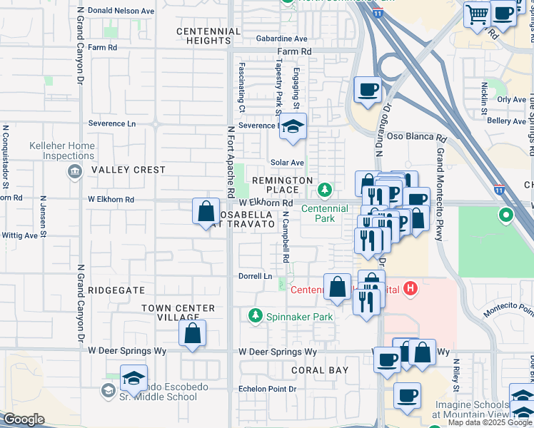 map of restaurants, bars, coffee shops, grocery stores, and more near 9107 Bushy Tail Avenue in Las Vegas