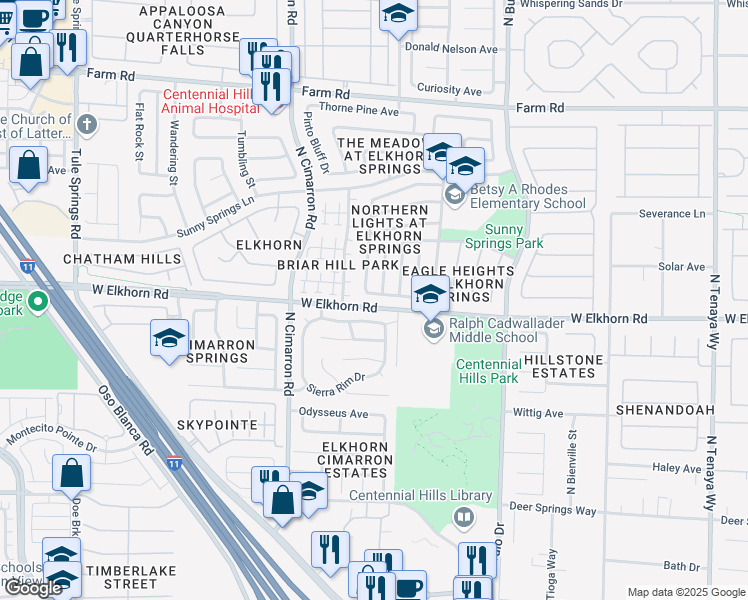 map of restaurants, bars, coffee shops, grocery stores, and more near 7817 West Falcon Wing Avenue in Las Vegas