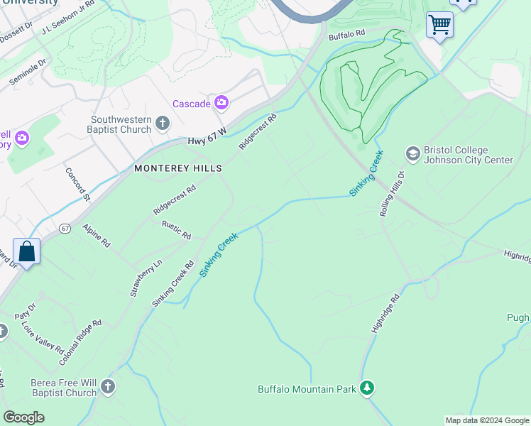 map of restaurants, bars, coffee shops, grocery stores, and more near 2045 Heritage Place in Johnson City