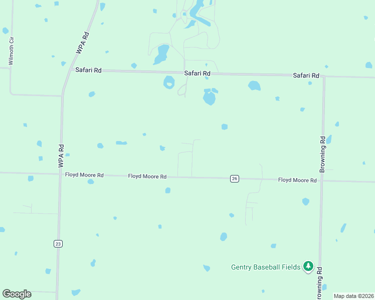 map of restaurants, bars, coffee shops, grocery stores, and more near 20898 Floyd Moore Road in Gentry
