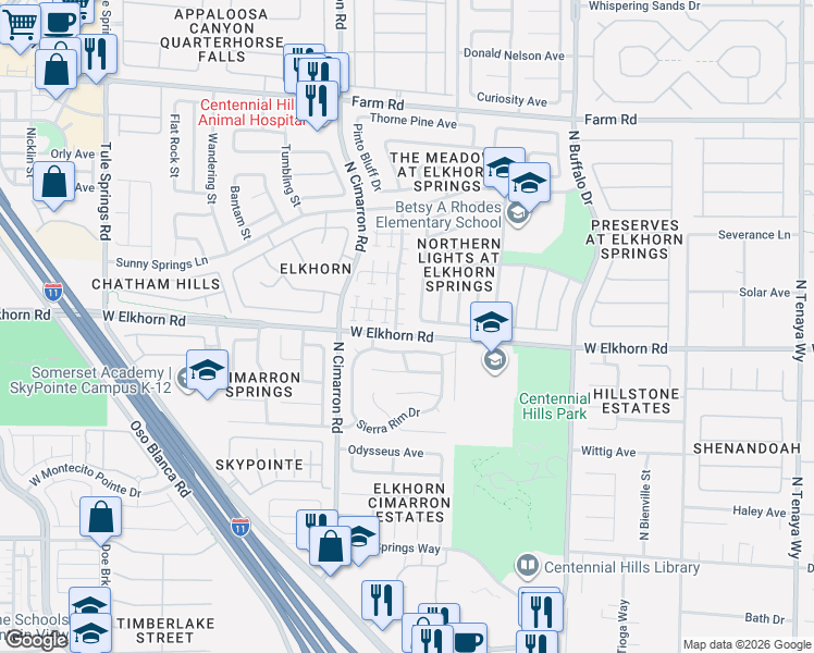 map of restaurants, bars, coffee shops, grocery stores, and more near 7912 Purple Mountain Avenue in Las Vegas
