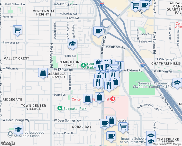 map of restaurants, bars, coffee shops, grocery stores, and more near 8940 Carter Montgomery Avenue in Las Vegas