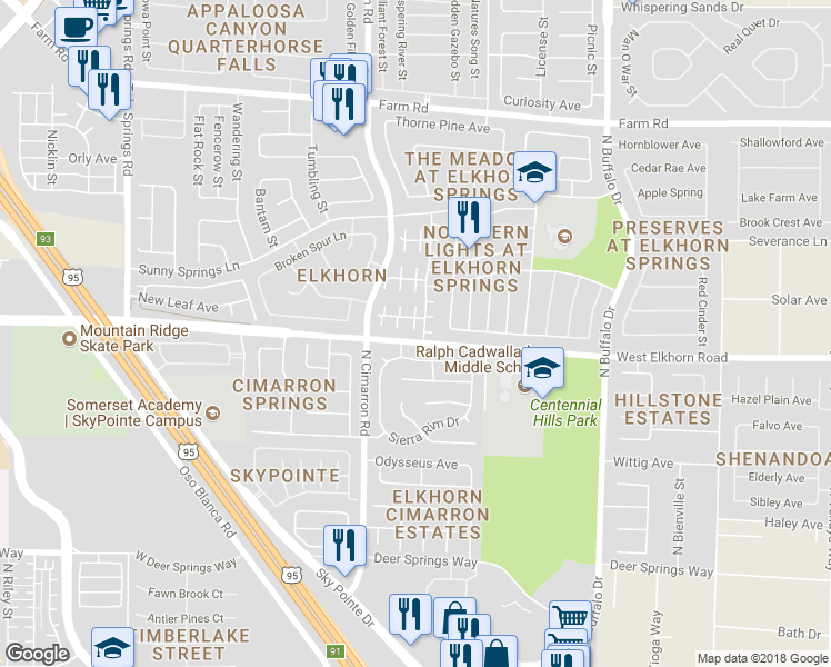 map of restaurants, bars, coffee shops, grocery stores, and more near 7200 Scenic Desert Court in Las Vegas