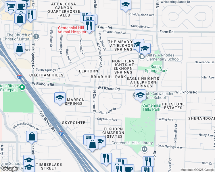 map of restaurants, bars, coffee shops, grocery stores, and more near 7200 Scenic Desert Court in Las Vegas