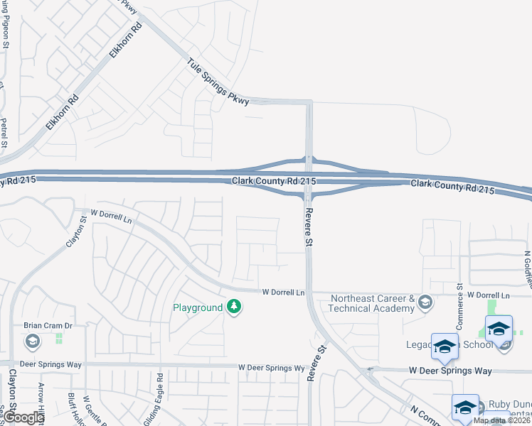 map of restaurants, bars, coffee shops, grocery stores, and more near Bruce Woodbury Beltway in North Las Vegas