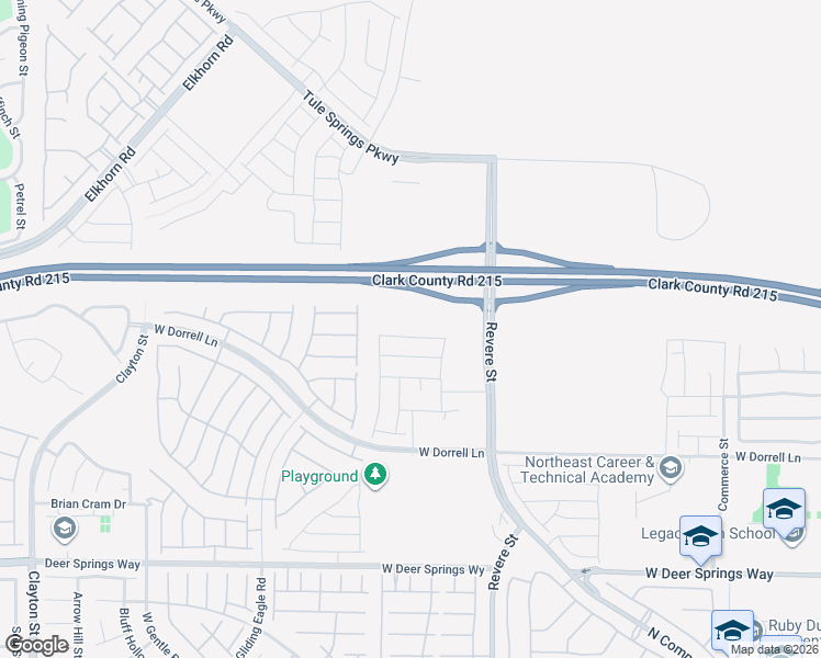 map of restaurants, bars, coffee shops, grocery stores, and more near Bruce Woodbury Beltway in North Las Vegas