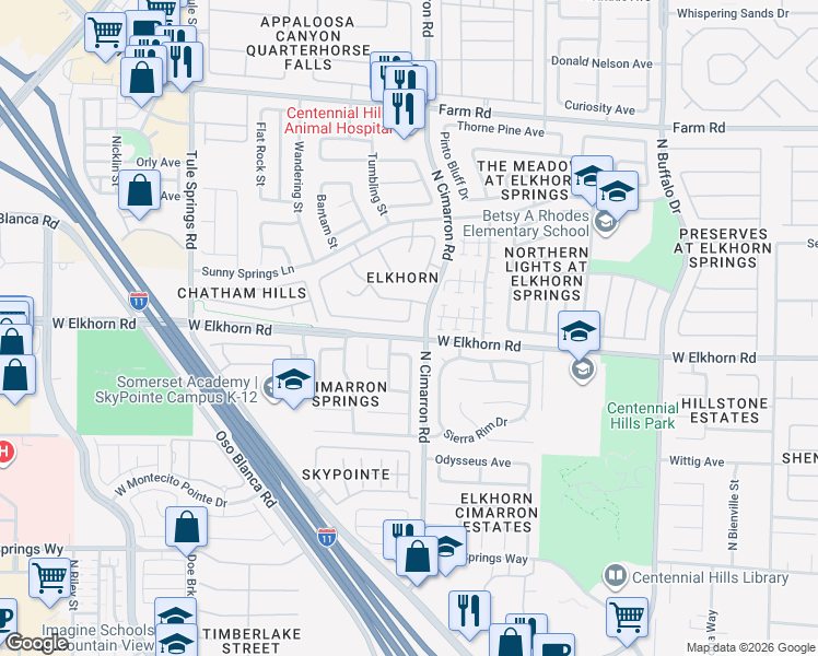 map of restaurants, bars, coffee shops, grocery stores, and more near 8005 Exploration Avenue in Las Vegas