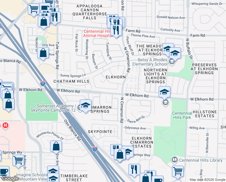 map of restaurants, bars, coffee shops, grocery stores, and more near 8021 Exploration Avenue in Las Vegas