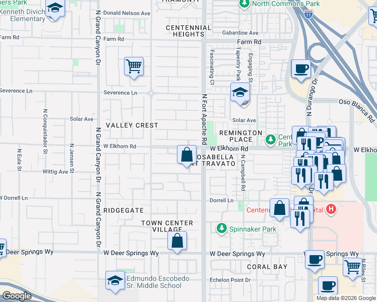 map of restaurants, bars, coffee shops, grocery stores, and more near 9206 Forest Meadows Avenue in Las Vegas