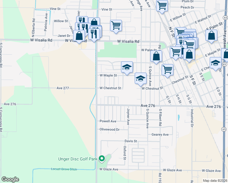 map of restaurants, bars, coffee shops, grocery stores, and more near 879 West Cedar Street in Exeter