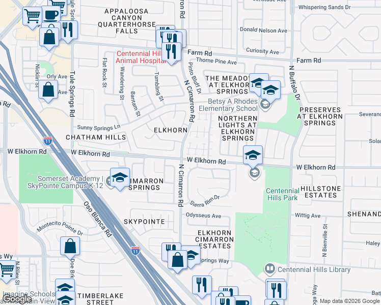 map of restaurants, bars, coffee shops, grocery stores, and more near 7208 Whisper Heights Court in Las Vegas