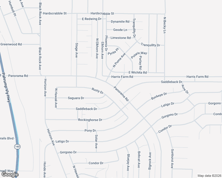 map of restaurants, bars, coffee shops, grocery stores, and more near 1580 Rusty Drive in Pahrump
