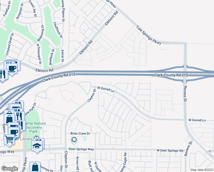 map of restaurants, bars, coffee shops, grocery stores, and more near 1635 Deep Valley Avenue in North Las Vegas