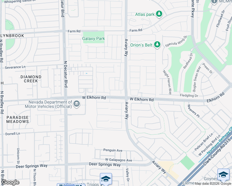 map of restaurants, bars, coffee shops, grocery stores, and more near 7231 Glistening Star Street in North Las Vegas