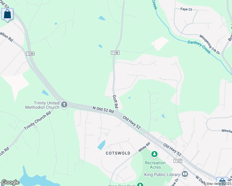 map of restaurants, bars, coffee shops, grocery stores, and more near 141 Goff Road in King