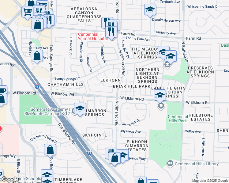 map of restaurants, bars, coffee shops, grocery stores, and more near 7204 Shady Springs Street in Las Vegas