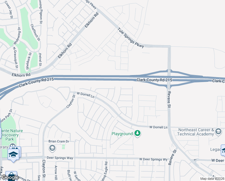 map of restaurants, bars, coffee shops, grocery stores, and more near 1407 Majestic Pond Ave in North Las Vegas