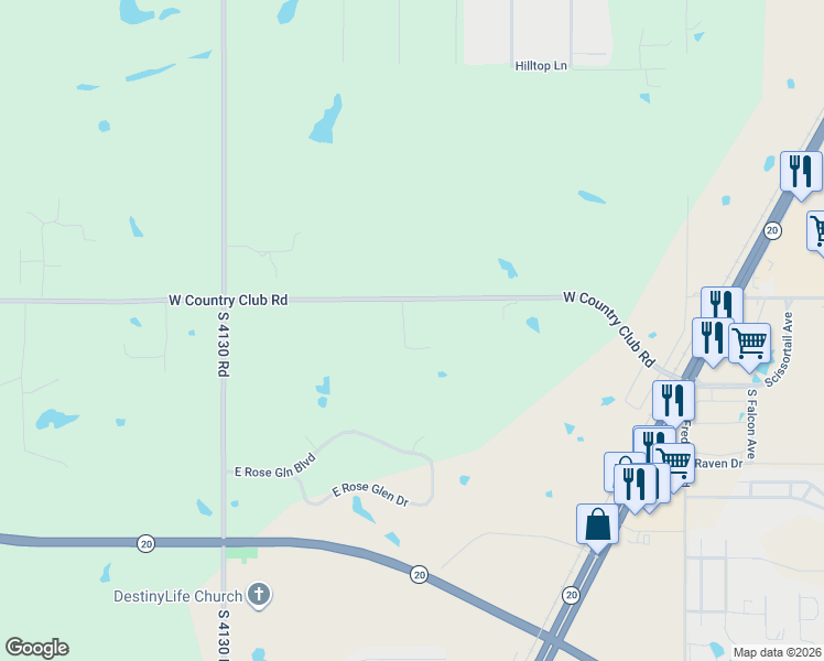 map of restaurants, bars, coffee shops, grocery stores, and more near 2401-2499 West Country Club Road in Claremore