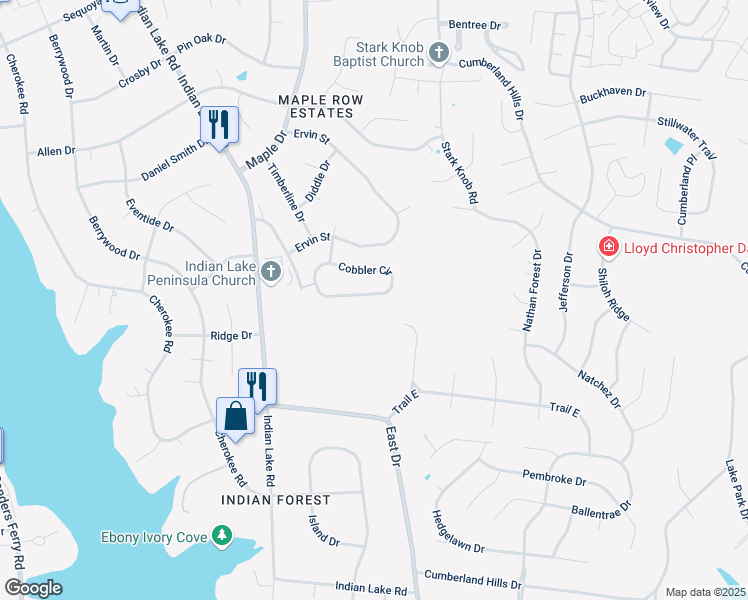 map of restaurants, bars, coffee shops, grocery stores, and more near 130 Cobbler Circle in Hendersonville