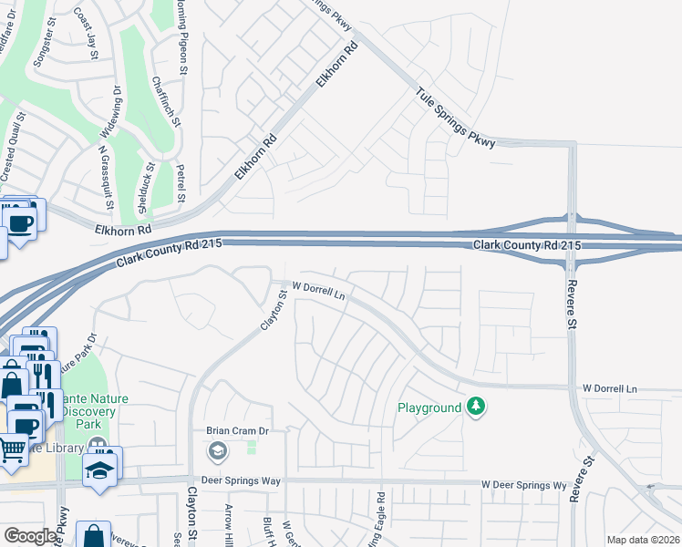 map of restaurants, bars, coffee shops, grocery stores, and more near 7284 Hudson Crest Court in North Las Vegas