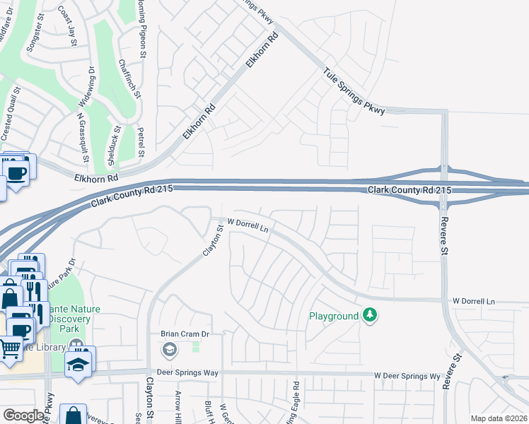 map of restaurants, bars, coffee shops, grocery stores, and more near 7284 Hudson Crest Court in North Las Vegas