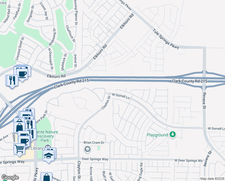 map of restaurants, bars, coffee shops, grocery stores, and more near 7212 Cardinal Walk Lane in North Las Vegas