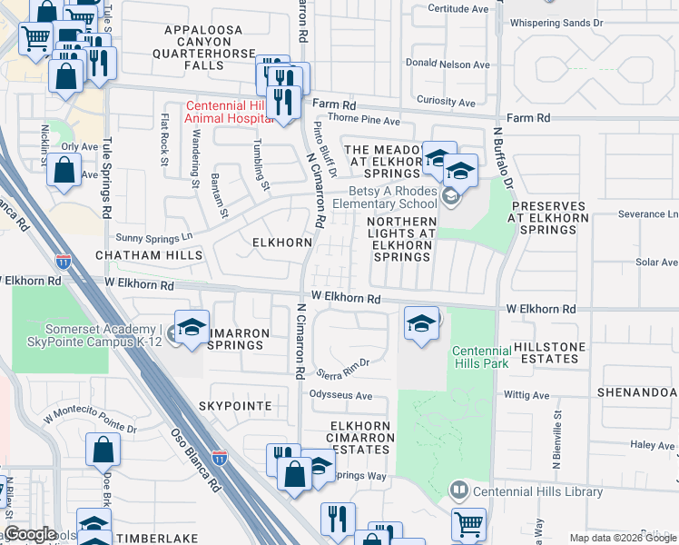 map of restaurants, bars, coffee shops, grocery stores, and more near 7240 Lost Shadow Court in Las Vegas