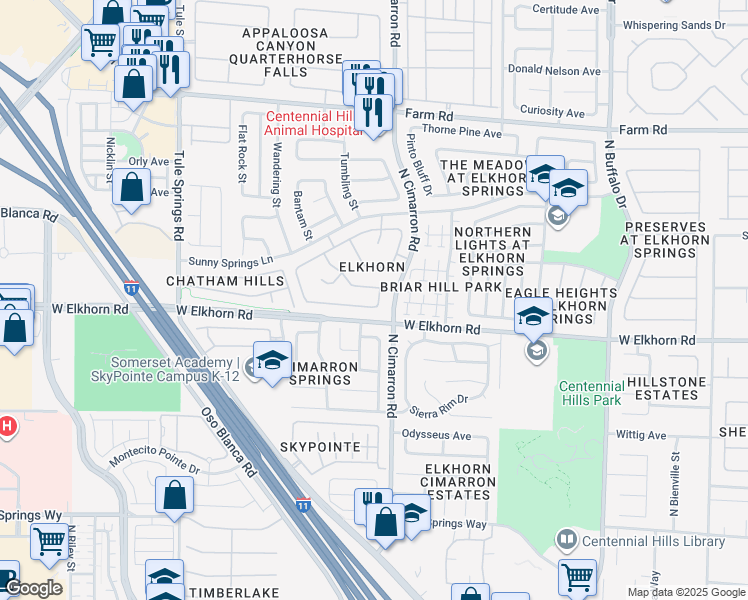map of restaurants, bars, coffee shops, grocery stores, and more near in Las Vegas