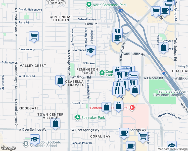map of restaurants, bars, coffee shops, grocery stores, and more near 9009 Arbor Ashbury Avenue in Las Vegas