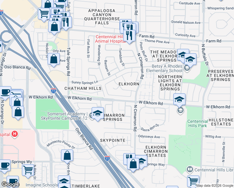 map of restaurants, bars, coffee shops, grocery stores, and more near 8108 Exploration Avenue in Las Vegas