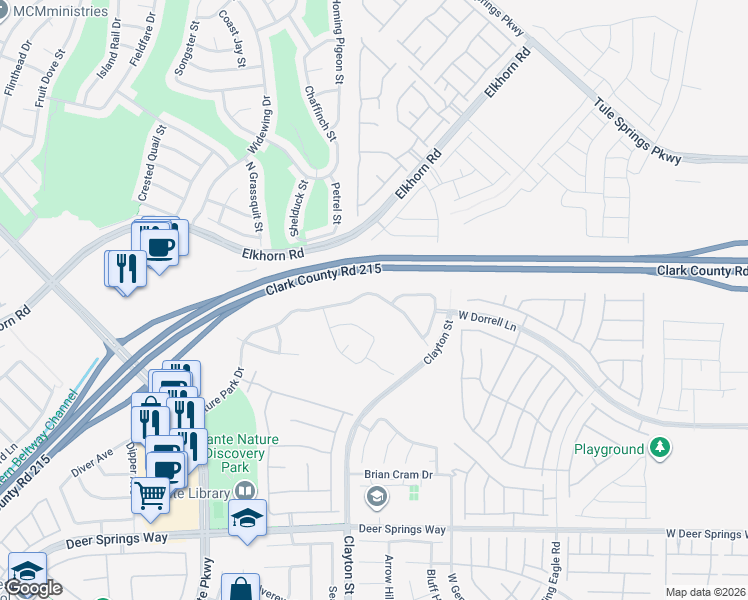 map of restaurants, bars, coffee shops, grocery stores, and more near 1917 Nature Park Drive in North Las Vegas
