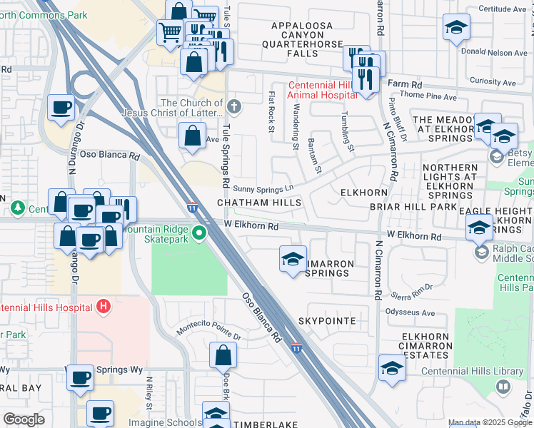 map of restaurants, bars, coffee shops, grocery stores, and more near 8265 New Leaf Avenue in Las Vegas