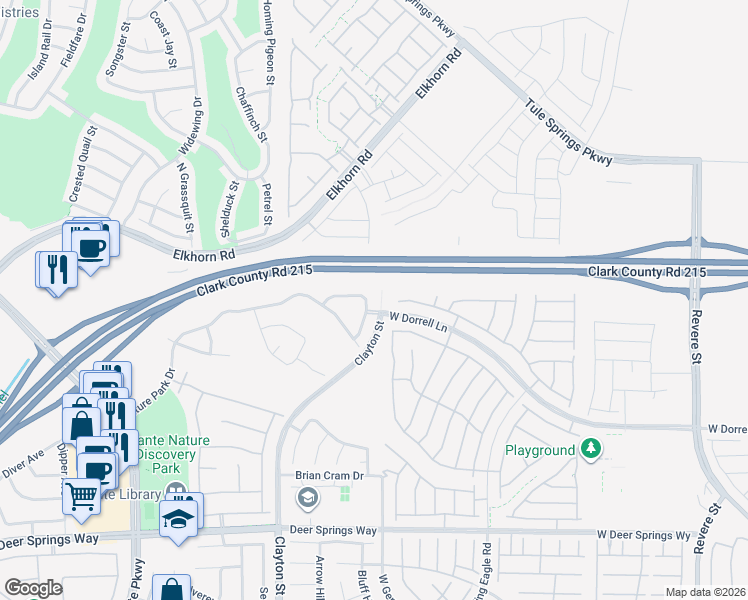 map of restaurants, bars, coffee shops, grocery stores, and more near 7212 Cardinal Walk Lane in North Las Vegas