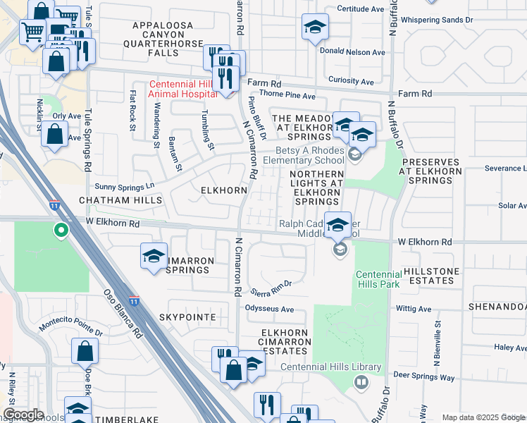 map of restaurants, bars, coffee shops, grocery stores, and more near 7240 Lost Shadow Court in Las Vegas