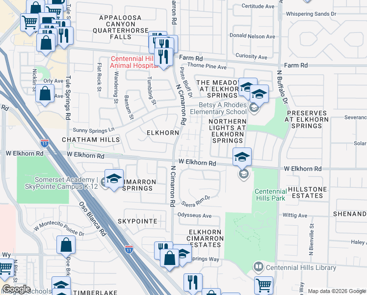 map of restaurants, bars, coffee shops, grocery stores, and more near 7229 Whisper Heights Court in Las Vegas