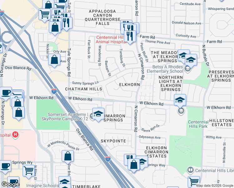 map of restaurants, bars, coffee shops, grocery stores, and more near 8113 Pursuit Court in Las Vegas