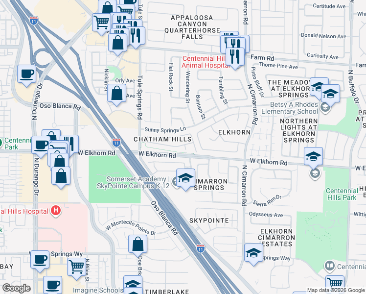 map of restaurants, bars, coffee shops, grocery stores, and more near 8220 New Leaf Avenue in Las Vegas