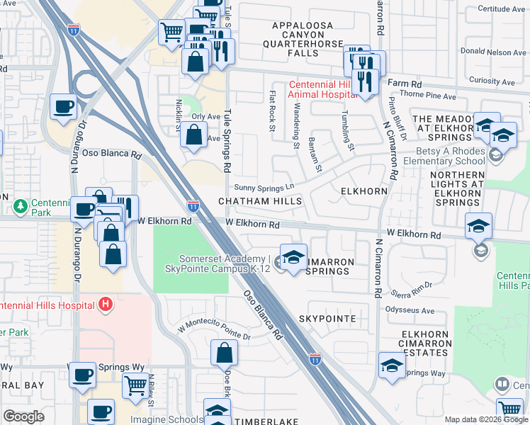 map of restaurants, bars, coffee shops, grocery stores, and more near in Las Vegas