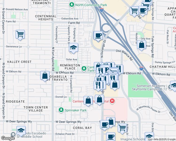 map of restaurants, bars, coffee shops, grocery stores, and more near 8904 Discovery Reef Avenue in Las Vegas