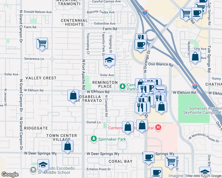 map of restaurants, bars, coffee shops, grocery stores, and more near 7221 Beach Crystal Street in Las Vegas