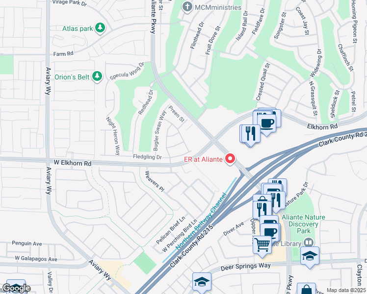 map of restaurants, bars, coffee shops, grocery stores, and more near 7259 Summer Duck Way in North Las Vegas