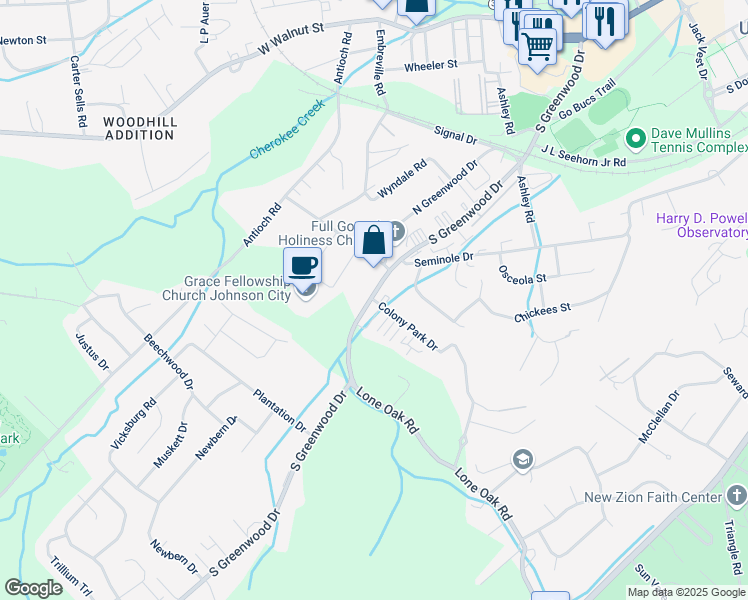 map of restaurants, bars, coffee shops, grocery stores, and more near in Johnson City
