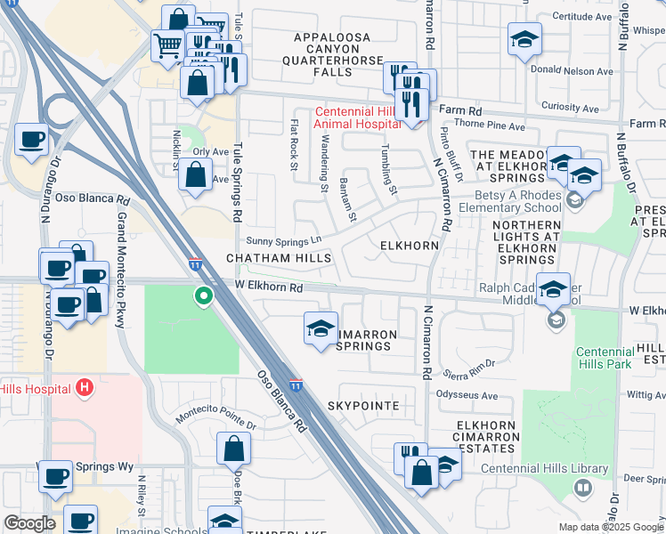 map of restaurants, bars, coffee shops, grocery stores, and more near 7221 Tame Place in Las Vegas