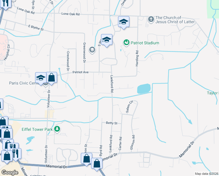 map of restaurants, bars, coffee shops, grocery stores, and more near 502 Lankford Road in Paris