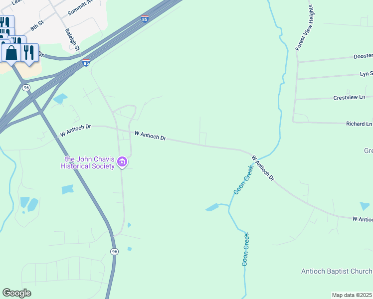 map of restaurants, bars, coffee shops, grocery stores, and more near 3656 West Antioch Drive in Oxford